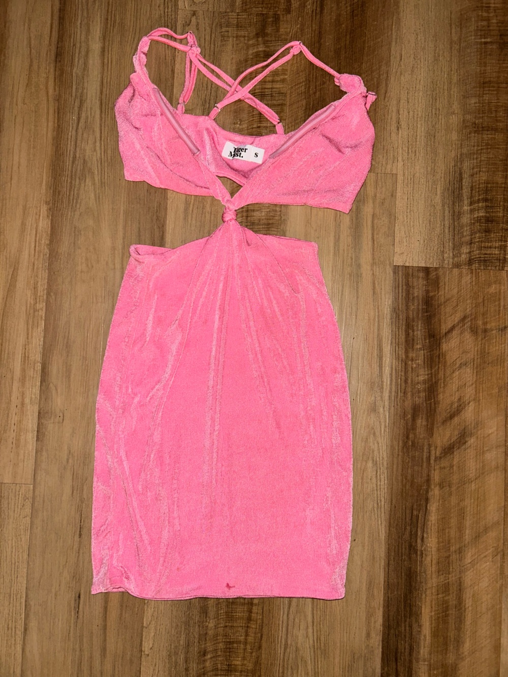 Tiger Mist Hot Pink Twist Cutout Midi Dress